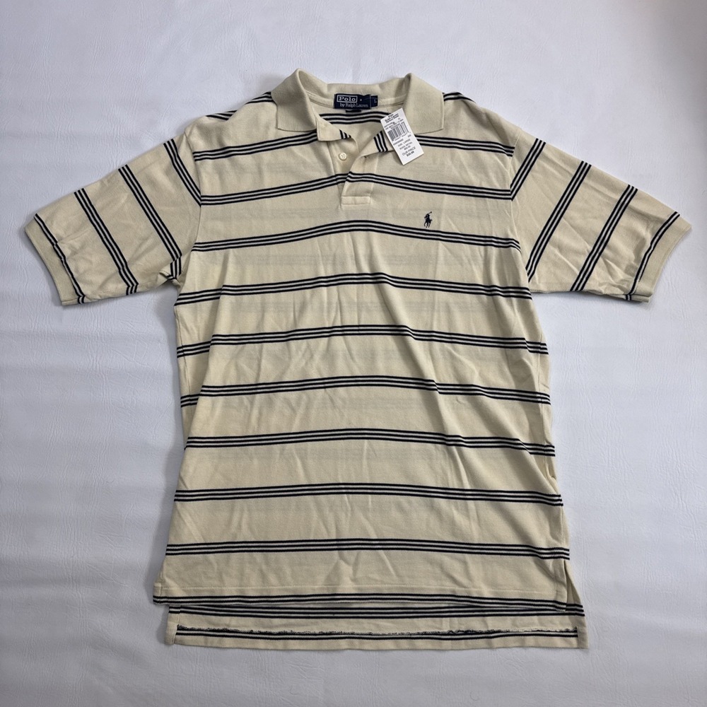 Vintage Polo By Ralph Lauren Men's Polo Shirt Striped Cotton Short Sleeve Size L